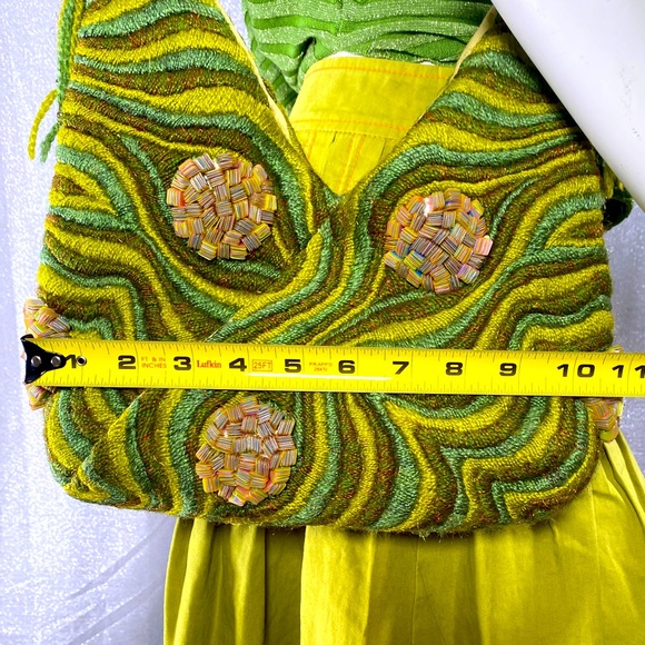 ✨HP✨VINTAGE PRISTINE Textured Intricate Embroidery Circles of Tight Media Bag - Picture 15 of 17